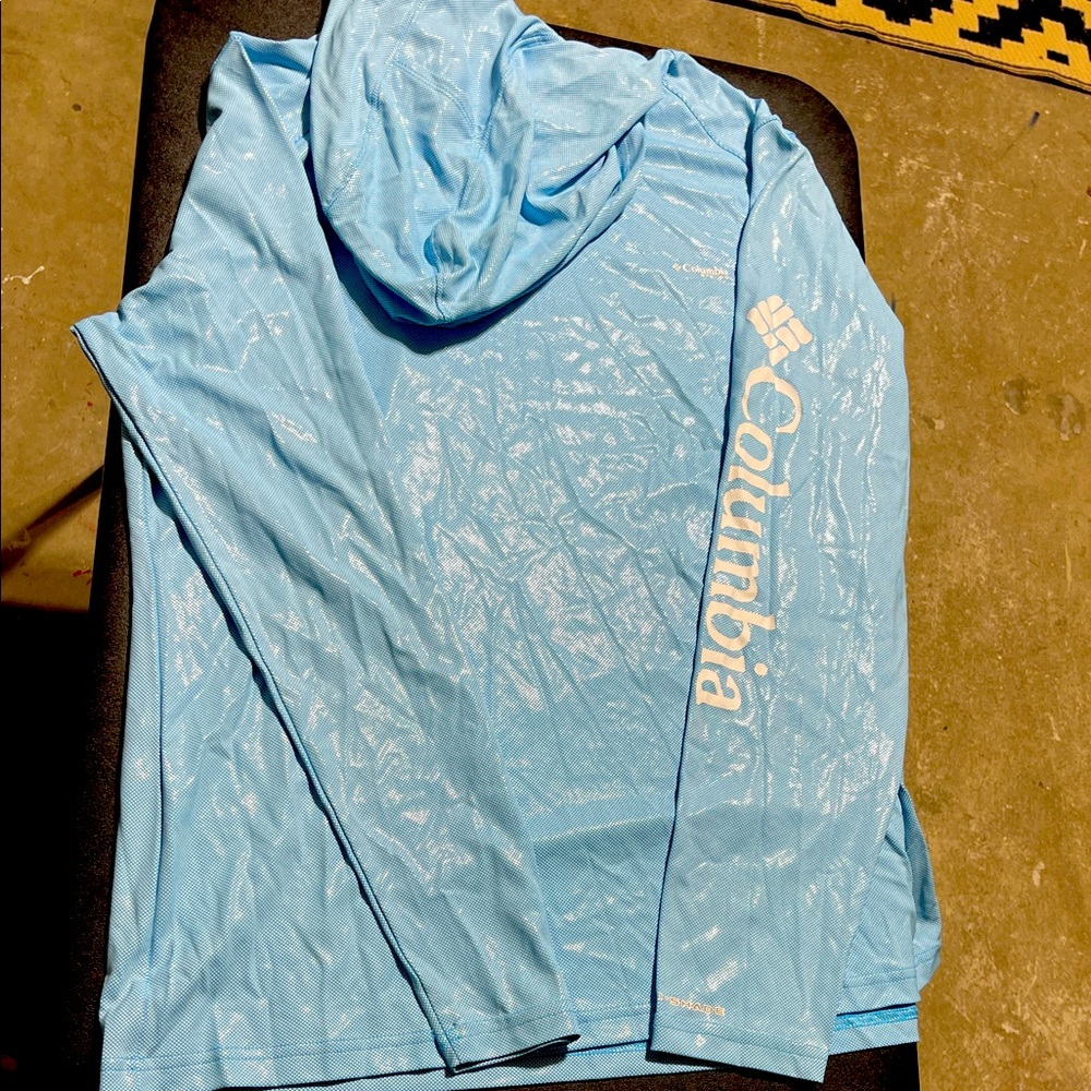Columbia Light Blue Hooded Shirt with Logo